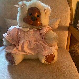 Vintage Bear white with wooden detail